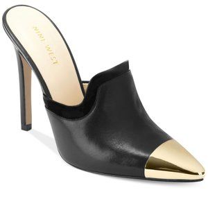 Nine West Black/Gold Mule Heels
